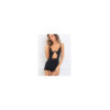 Nuisette noire jarretelles et armatures opaque 
